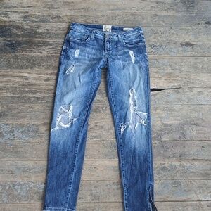Dylan George Lucy Low Rise Skinny Distressed Zip Ankle Blue Jeans Size 26